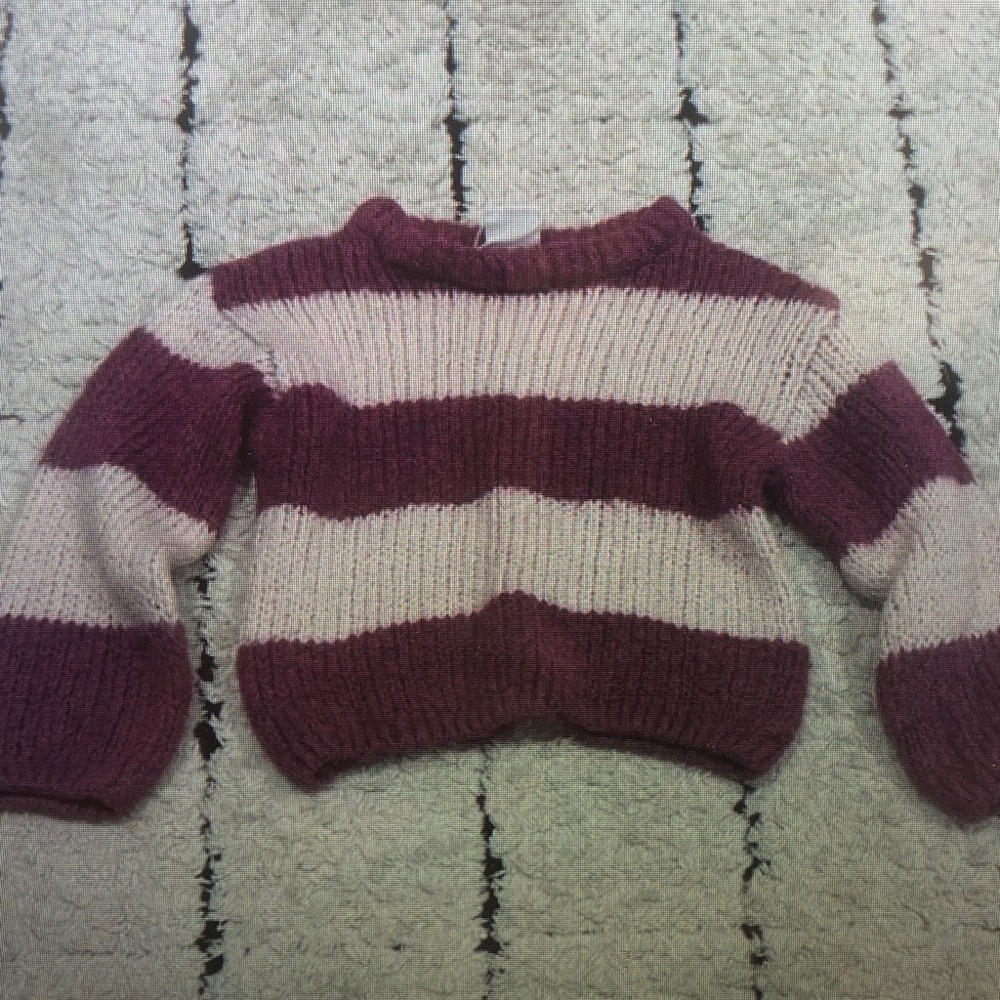 Cozy Striped Kids Sweater - Pink and Cream